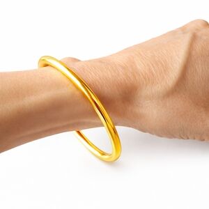 Classic 24 Kt Gold Plated Smooth Bangle Bracelet 4N Stamped